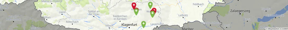 Kartenansicht für Apotheken-Notdienste in der Nähe von Reichenfels (Wolfsberg, Kärnten)